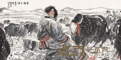 杜滋龄 2000年作 牧场之冬 镜片 69×137cm