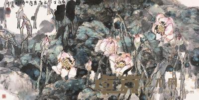 黎柱成 2007年作 花鸟 镜片 69×137cm