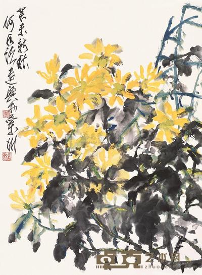 何水法 2003年作 花卉 镜片 93.5×68cm