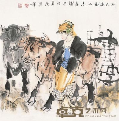 刘大为 2010年作 牧女图 镜片 69×68cm