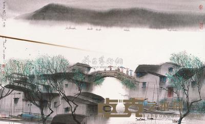 杨明义 春雨江南 镜片 59×97cm