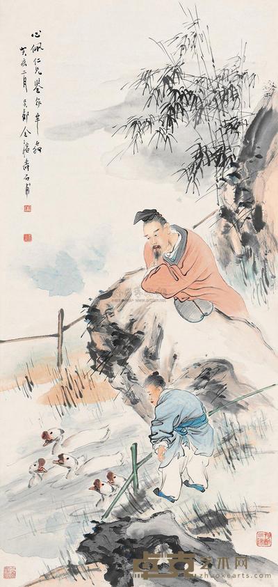 金寿石 人物 立轴 109×53cm
