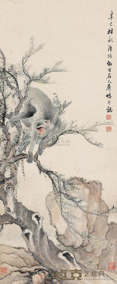 陆恢 封侯图 立轴 91×38cm