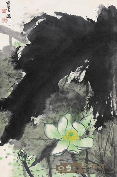 谢稚柳 荷花 立轴 77×51cm