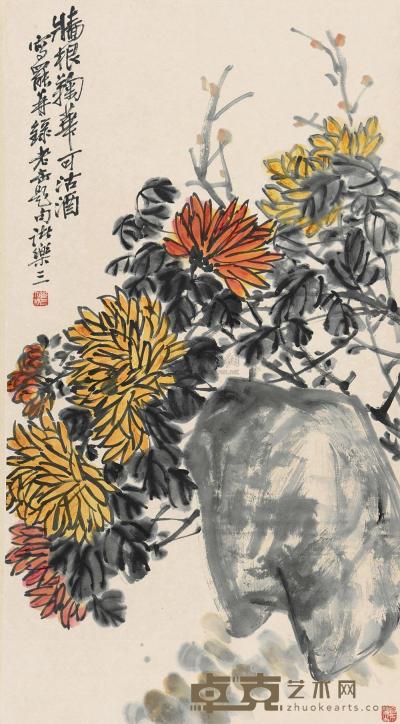 诸乐三 花卉 立轴 75×41cm