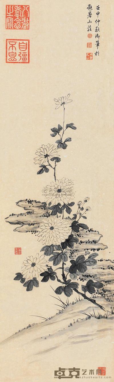 乾隆 菊花 立轴 153×31cm