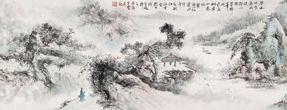 宋玉麟 秋江泊舟图 镜心