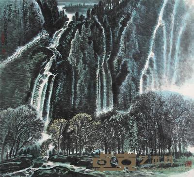 李行简 1993年作 山高水长 横幅 88×95.5cm