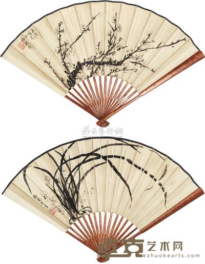 梅兰芳 梅兰双清 成扇 17.6×49cm