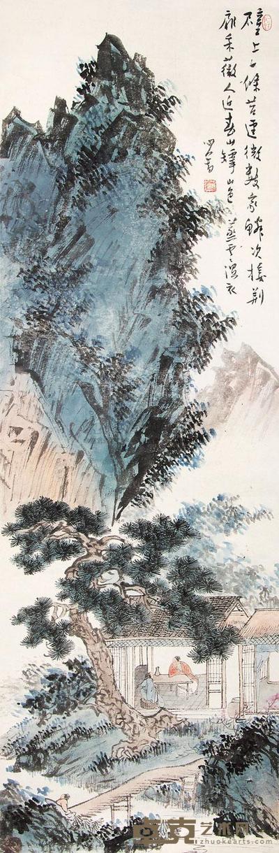 溥儒 松山柴门 立轴 125.8×41.3cm