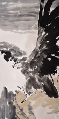 王子武 鹰 立轴