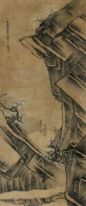 严载 山水人物 立轴