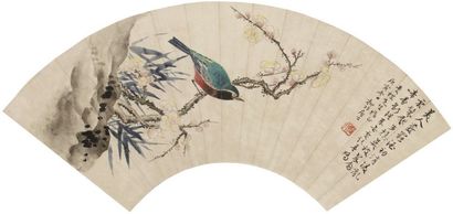 陆抑非 花鸟 扇面