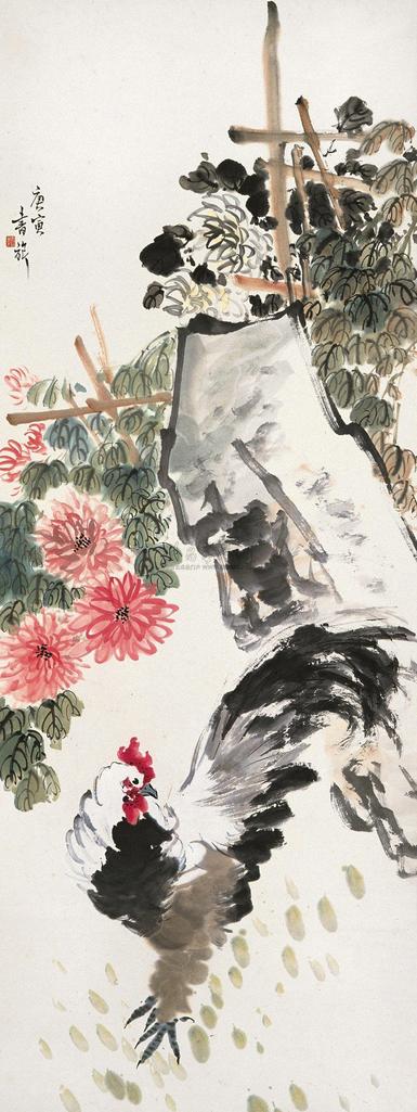 张书旂 庚寅（1950）年作 杞菊延年 立轴