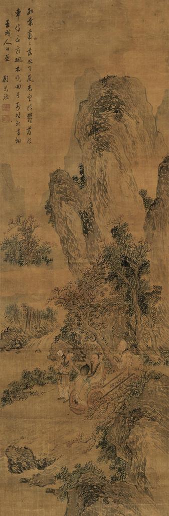 顾见龙 壬戌（1682）年作 停车坐爱枫林晚 立轴