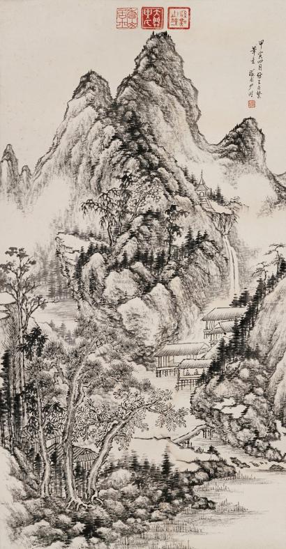 尹溎 甲寅（1854）年作 仿王丹麓笔意 立轴