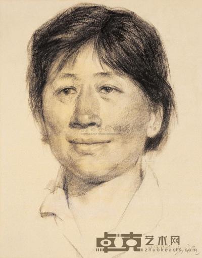 靳尚谊 1978年作 女青年像 镜框 30×23.5cm
