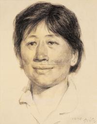 靳尚谊 1978年作 女青年像 镜框