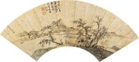 沈祁 1638年作 山水 镜框