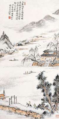 诸健秋 1947年作 小金山寺 立轴