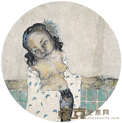 曲巍巍 2010年作 思2010 纸本 彩墨 直径85cm