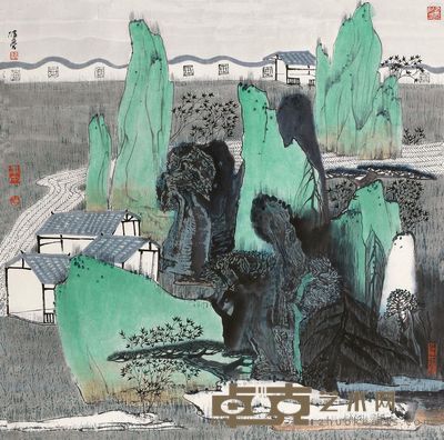 薛亮 山里人家 镜心 68×68.5cm