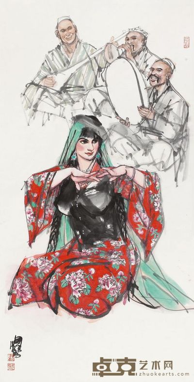 史国良 新疆舞蹈 镜心 136×68cm