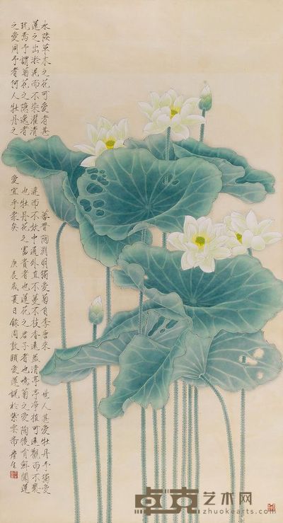 周彦生 2000年作 荷香图 镜心 174×94cm