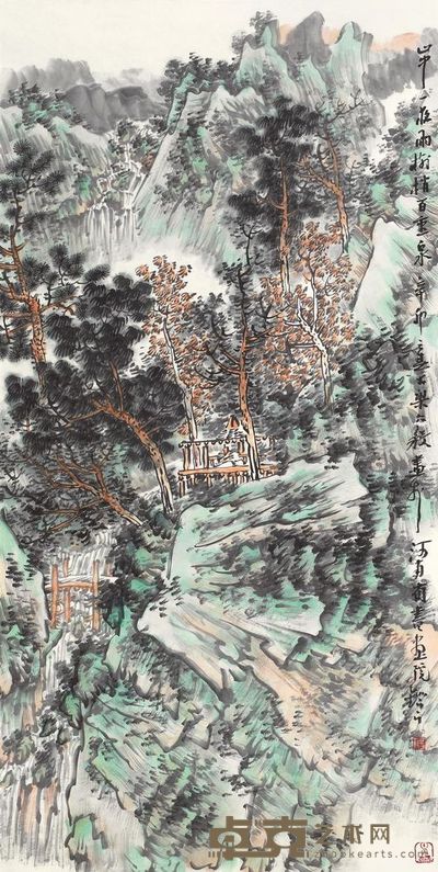 谢冰毅 2011年作 山中一夜雨 镜心 138×69cm