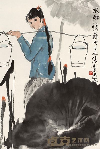周思聪 水乡情 镜心 68×45cm