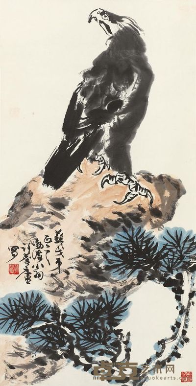 许麟庐 松鹰图 镜心 136×69cm