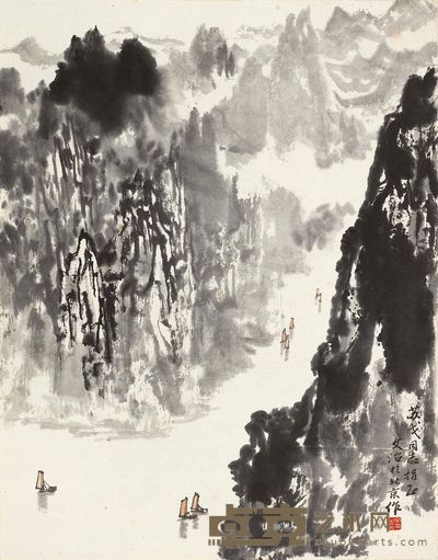 宋文治 泛舟图 镜心 46×36cm