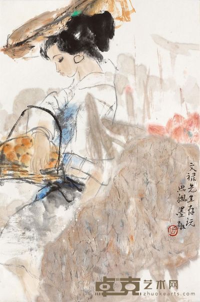 周思聪 少女 立轴 68×45cm