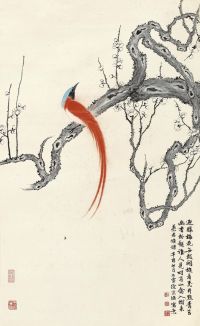 徐宗浩 1921年作 梅花绶带图 镜心