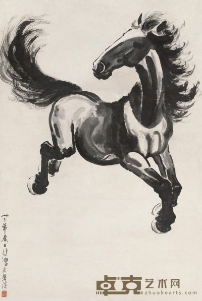 徐悲鸿 1944年作 奔马图 镜框 102×68cm