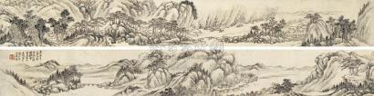 高岑 庚子（1660年）作 仿古山水 手卷