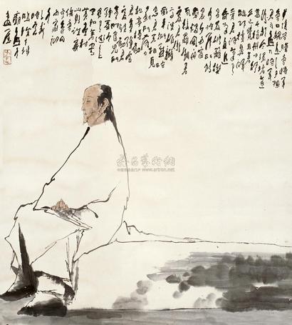王子武 丙寅（1986年）作 曹雪芹造像 立轴