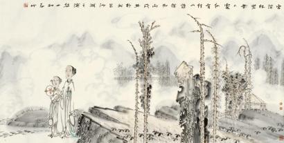 陈孟昕 丙戌（2006年）作 云深林密 镜心