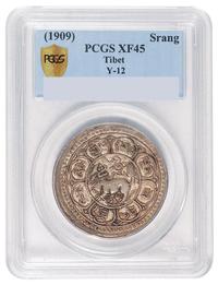 1909年西藏大狮子图一两银币一枚（L&M656），PCGS XF45，此币入盒极少，此评分已属难得