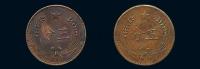 1932－1934年中华苏维埃共和国地图背嘉禾五分铜币二枚