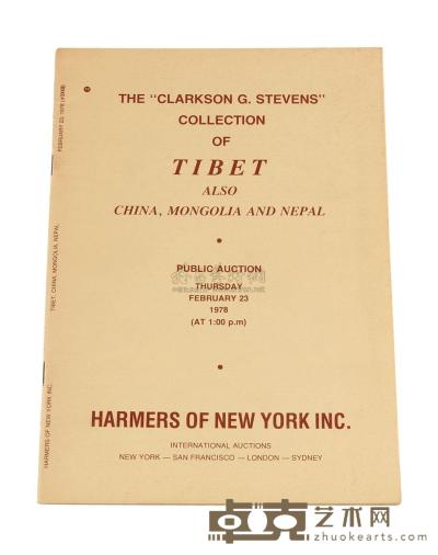 L 1978年2月美国Harmers公司举办Glarkson G.Stevens 西藏邮集专场拍卖目录一册 