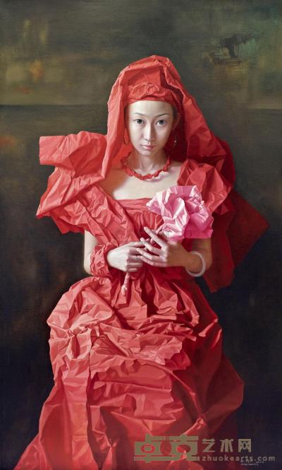 曾传兴 2005年作 红纸新娘·祈 150×90cm