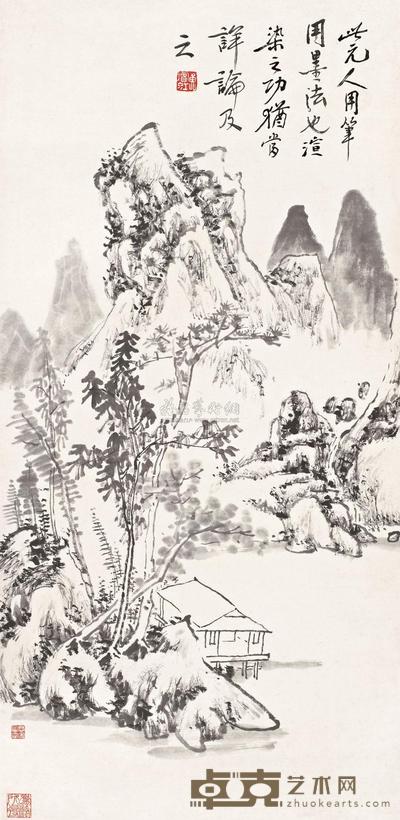 黄宾虹 山高亭静 立轴 68×33cm