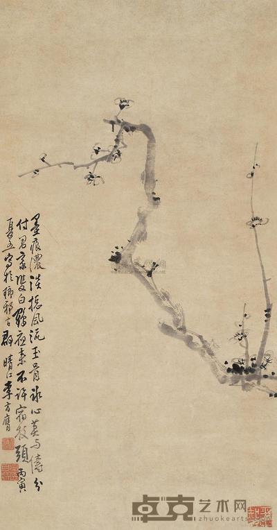 李方膺 1746年作 墨梅 立轴 84.5×44cm
