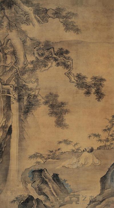 王谔 醉仙观瀑图 立轴 161×87cm