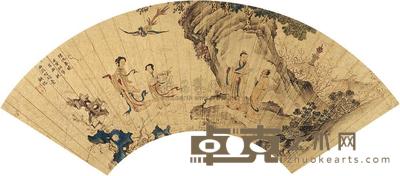 胡慥 1662年作 瑶池春晓 扇面片 15.5×47cm