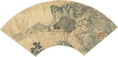 居节 山水 扇面片