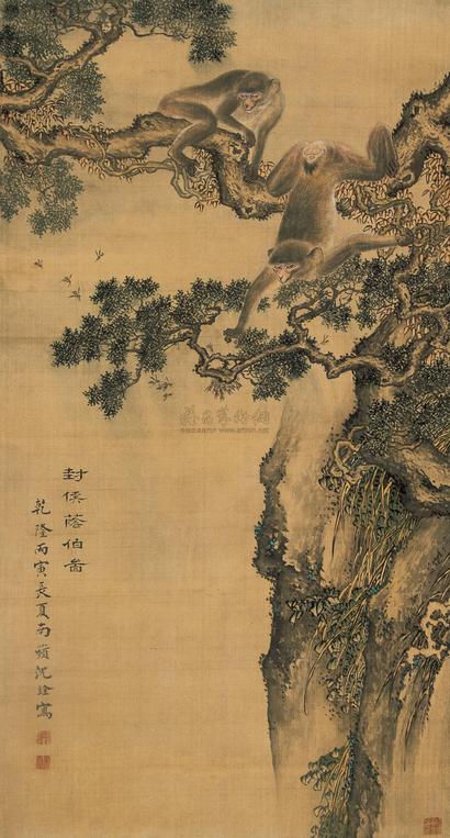 沈铨 1746年作 封侯荫伯图 立轴