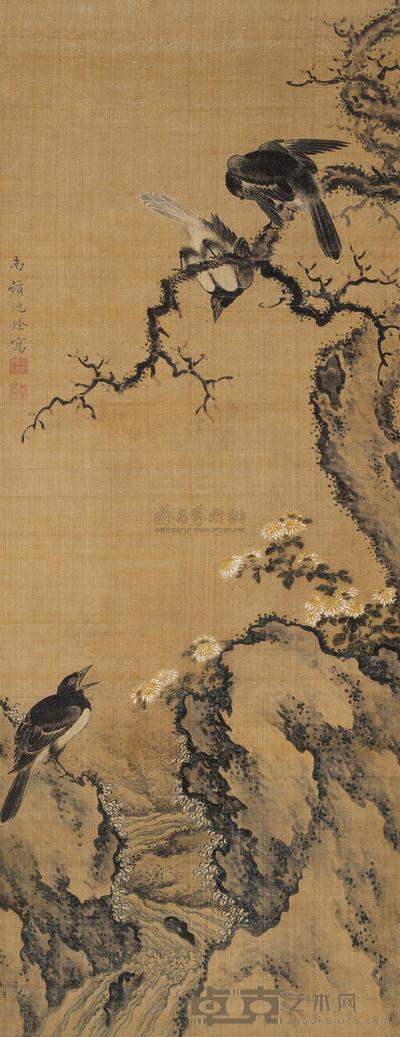 沈铨 花鸟 立轴 101×39.5cm