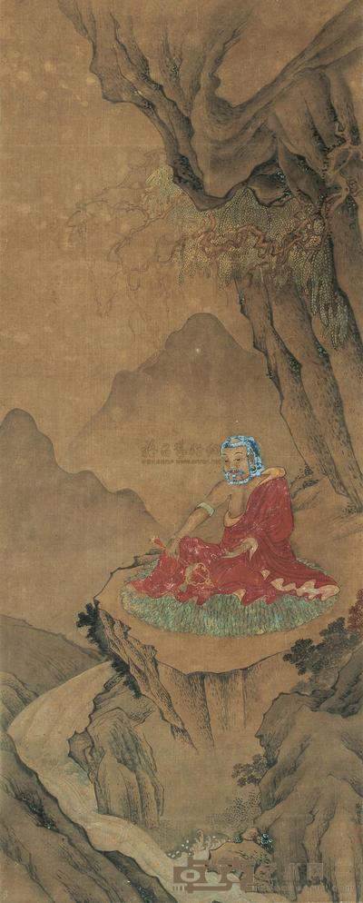 刘贯道 （款） 红衣罗汉 立轴 96×38.5cm